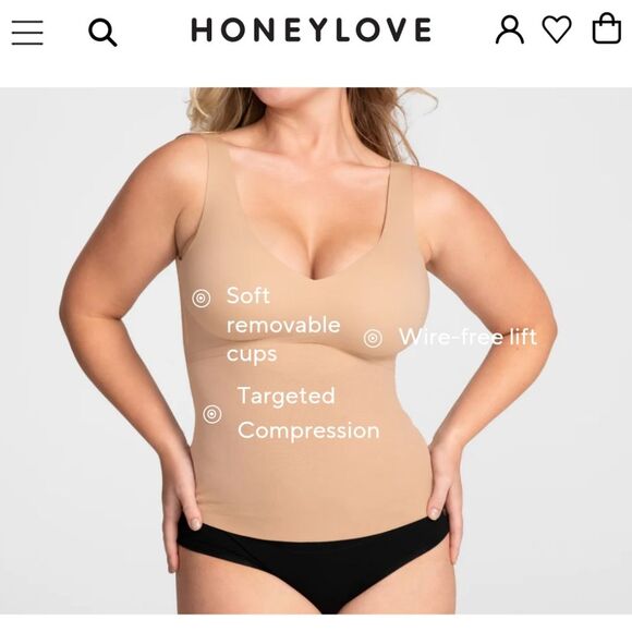 NWT NIB HONEYLOVE LIFTWEAR TANK SAND HLLWT01-SAND 1X Shaper Shapewear - Picture 7 of 7